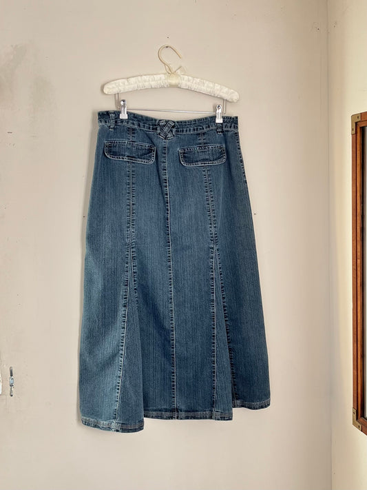 y2k Denim Flare Midi Skirt