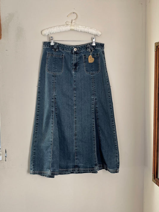 y2k Denim Flare Midi Skirt